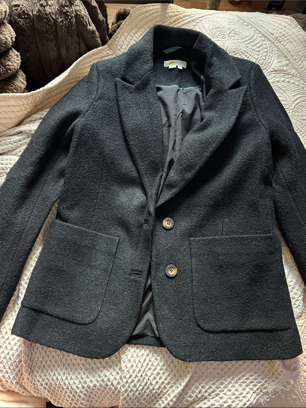 Boden Classic Black Women's Wool-Blend Blazer Jacket